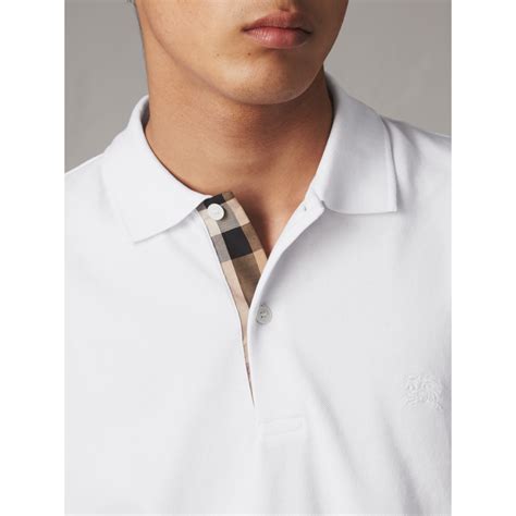 burberry check placket cotton piqué polo shirt|Burberry checked cotton shirt.